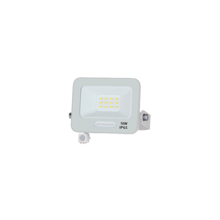 LED prožektorius, baltas, PIR jutiklis, 10W, 120°, šalta balta šviesa