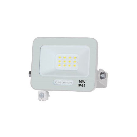 LED prožektorius, baltas, PIR jutiklis, 10W, 120°, šalta balta šviesa