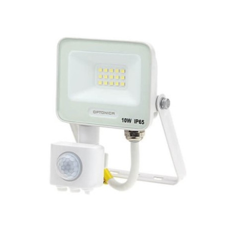 LED prožektorius, baltas, PIR jutiklis, 10W, 120°, neutrali balta šviesa