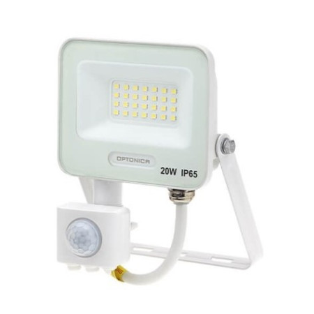 LED prožektorius, baltas, PIR jutiklis, 20W, 120°, šilta balta šviesa