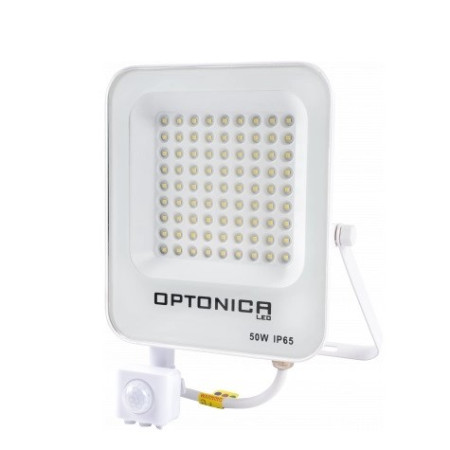 LED prožektorius, baltas, PIR jutiklis, 50W, neutrali balta šviesa