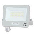 LED prožektorius, baltas, PIR jutiklis, 30W, 120°, neutrali balta šviesa