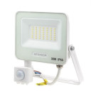 LED prožektorius, baltas, PIR jutiklis, 30W, 120°, šilta balta šviesa