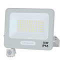 LED prožektorius, baltas, PIR jutiklis, 50W, 120°, šalta balta šviesa