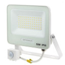 LED prožektorius, baltas, PIR jutiklis, 50W, 120°, šalta balta šviesa