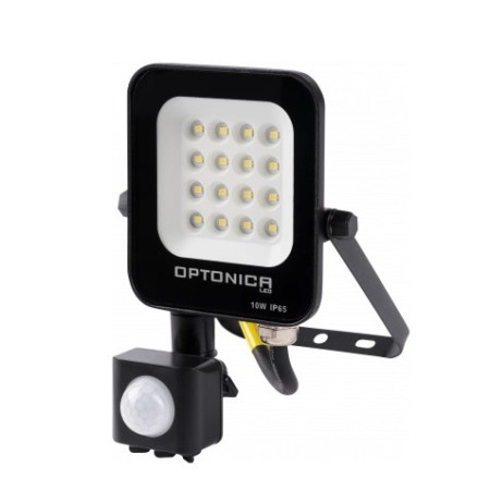 LED prožektorius, juodas, PIR jutiklis, 10W, šilta balta šviesa
