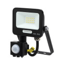 LED prožektorius, juodas, PIR jutiklis, 10W, 120°, neutrali balta šviesa