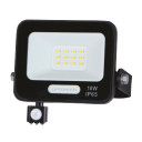 LED prožektorius, juodas, PIR jutiklis, 10W, 120°, šilta balta šviesa