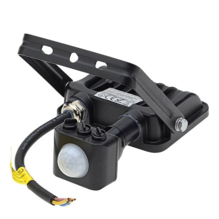 LED prožektorius, juodas, PIR jutiklis, 10W, 120°, šilta balta šviesa