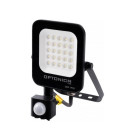 LED prožektorius, juodas, PIR jutiklis, 20W, neutrali balta šviesa