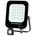 LED prožektorius, juodas, PIR jutiklis, 20W, šilta balta šviesa