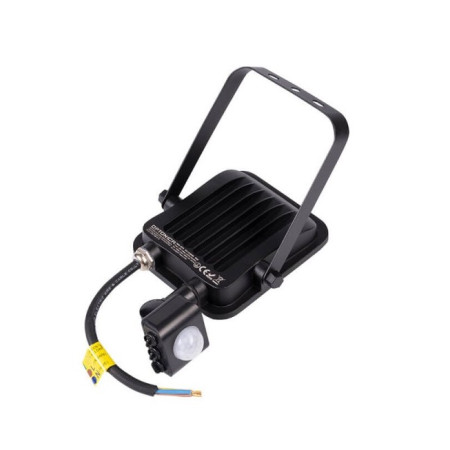 LED prožektorius, juodas, PIR jutiklis, 20W, šilta balta šviesa