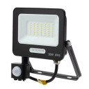 LED prožektorius, juodas, PIR jutiklis, 30W, 120°, neutrali balta šviesa