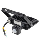 LED prožektorius, juodas, PIR jutiklis, 30W, 120°, šilta balta šviesa