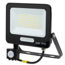 LED prožektorius, juodas, PIR jutiklis, 50W, 120°, neutrali balta šviesa