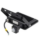 LED prožektorius, juodas, PIR jutiklis, 50W, 120°, neutrali balta šviesa