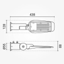 LED gatvės šviestuvas, reguliuojamas spindulys, 20W, šalta balta šviesa