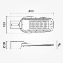 LED gatvės šviestuvas, stiklinis, 50W, šalta balta šviesa