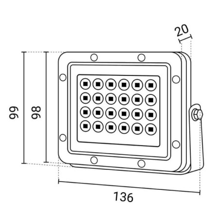 LED prožektorius, baltas, 100Lm/W, 20W, šilta balta šviesa