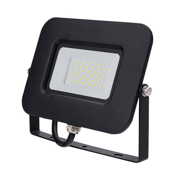 LED prožektorius, juodas, Premium Line, 5 metai garantija, 30W, šalta balta šviesa