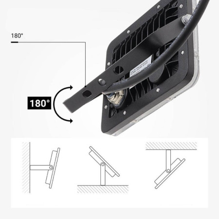 LED prožektorius, juodas, 100Lm/W, 20W, neutrali balta šviesa