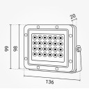 LED prožektorius, juodas, 100Lm/W, 20W, šilta balta šviesa