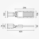 LED gatvės šviestuvas, reguliuojamas spindulys, 3 metai garantija, 50W, šalta balta šviesa