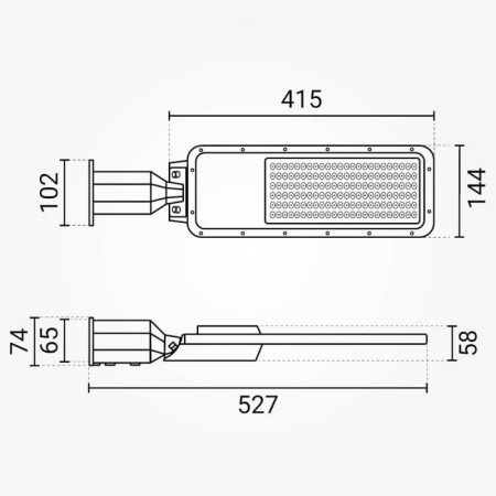LED gatvės šviestuvas, reguliuojamas spindulys, 3 metai garantija, 120Lm/W, 100W, šilta balta šviesa