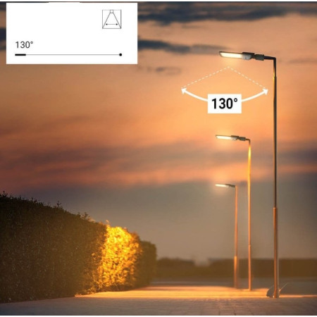 LED gatvės šviestuvas, reguliuojamas spindulys, 3 metai garantija, 120Lm/W, 100W, šilta balta šviesa