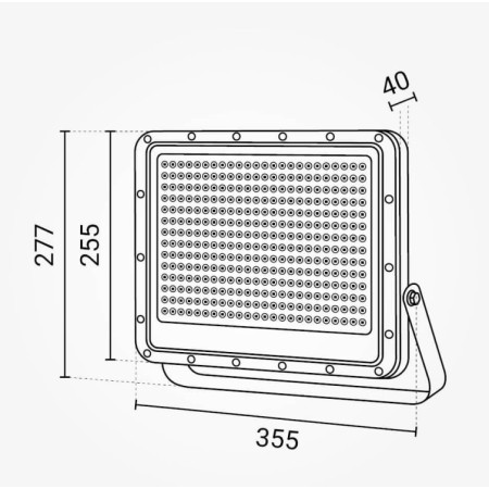 LED prožektorius, juodas, 140Lm/W, 200W, neutrali balta šviesa