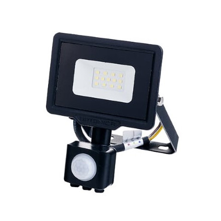 LED prožektorius, juodas, City Line, PIR jutiklis, 10W, neutrali balta šviesa
