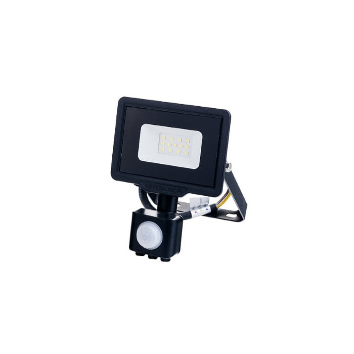 LED prožektorius, juodas, City Line, PIR jutiklis, 10W, šilta balta šviesa
