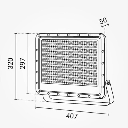 LED prožektorius, juodas, 140Lm/W, 300W, neutrali balta šviesa