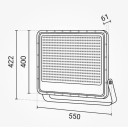 LED prožektorius, juodas, 140Lm/W, 500W, šalta balta šviesa