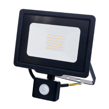 LED prožektorius, juodas, City Line, PIR jutiklis, 50W, šalta balta šviesa