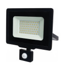 LED prožektorius, juodas, City Line, PIR jutiklis, 50W, šalta balta šviesa
