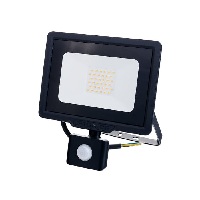 LED prožektorius, juodas, City Line, PIR jutiklis, 50W, neutrali balta šviesa