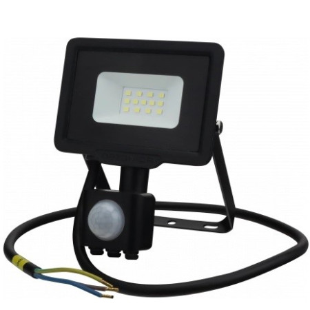 LED prožektorius, juodas, City Line, PIR jutiklis, 70cm laidas, 10W, šilta balta šviesa