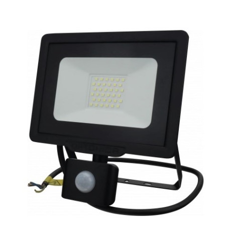 LED prožektorius, juodas, City Line, PIR jutiklis, 70cm laidas, 30W, šalta balta šviesa