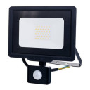 LED prožektorius, juodas, City Line, PIR jutiklis, 70cm laidas, 30W, neutrali balta šviesa