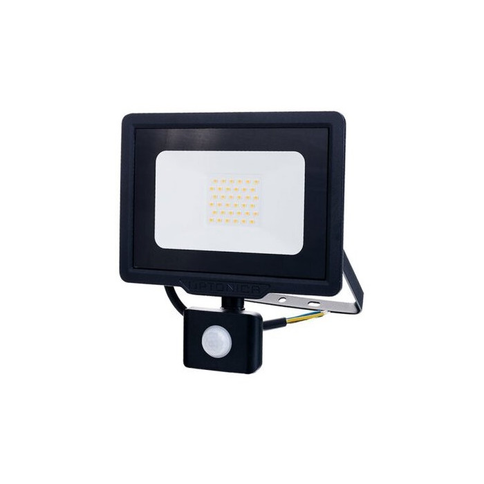 LED prožektorius, juodas, City Line, PIR jutiklis, 70cm laidas, 30W, šilta balta šviesa