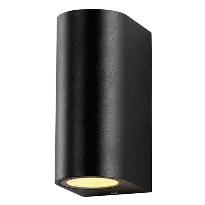 LED sieninis šviestuvas, juodas, cilindrinis, 2 lizdai, Max 35W