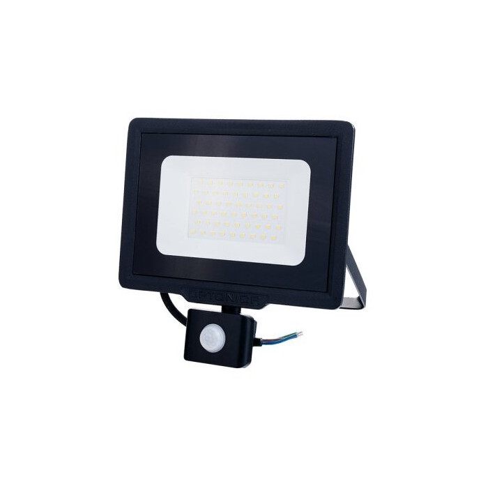 LED prožektorius, juodas, City Line, PIR jutiklis, 70cm laidas, 50W, šalta balta šviesa