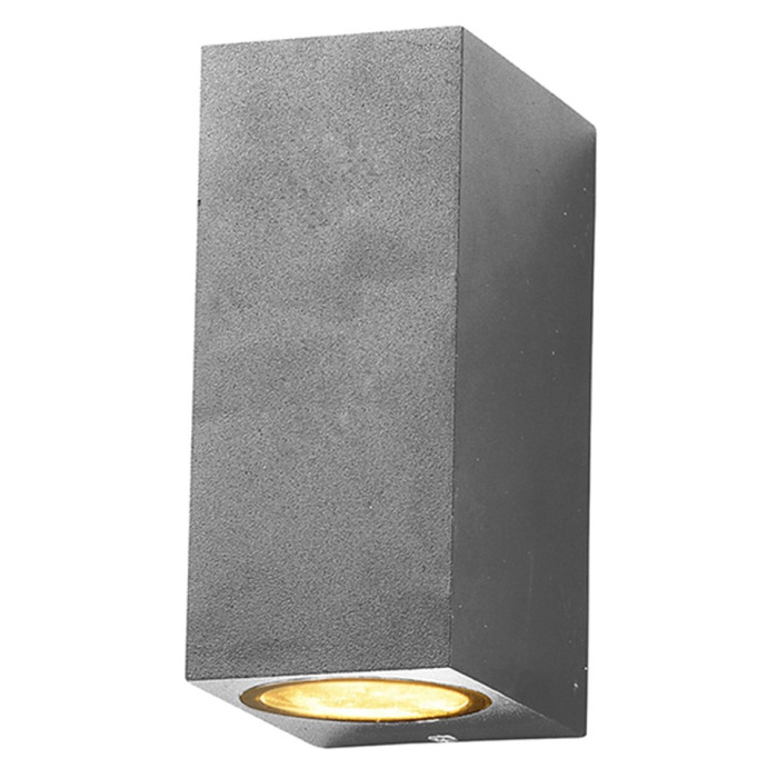 LED sieninis šviestuvas, sidabrinis, stačiakampis, 2 lizdai, Max 35W