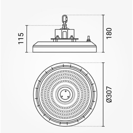 LED aukštuminis šviestuvas, 180Lm/W, 200W, šalta balta šviesa