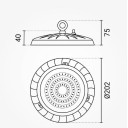 LED Ufo aukštuminis šviestuvas, 90°, 100Lm/W, 50W, šalta balta šviesa
