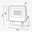 LED prožektorius, juodas, 90Lm/W, 20W, šalta balta šviesa