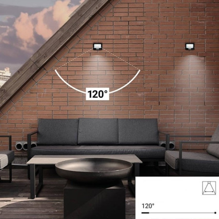 LED prožektorius, juodas, 90Lm/W, 20W, šilta balta šviesa