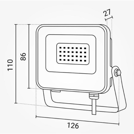 LED prožektorius, juodas, 90Lm/W, 20W, šilta balta šviesa