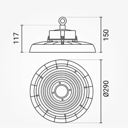 LED Ufo aukštuminis šviestuvas, 90°, 150Lm/W, 150W, šalta balta šviesa